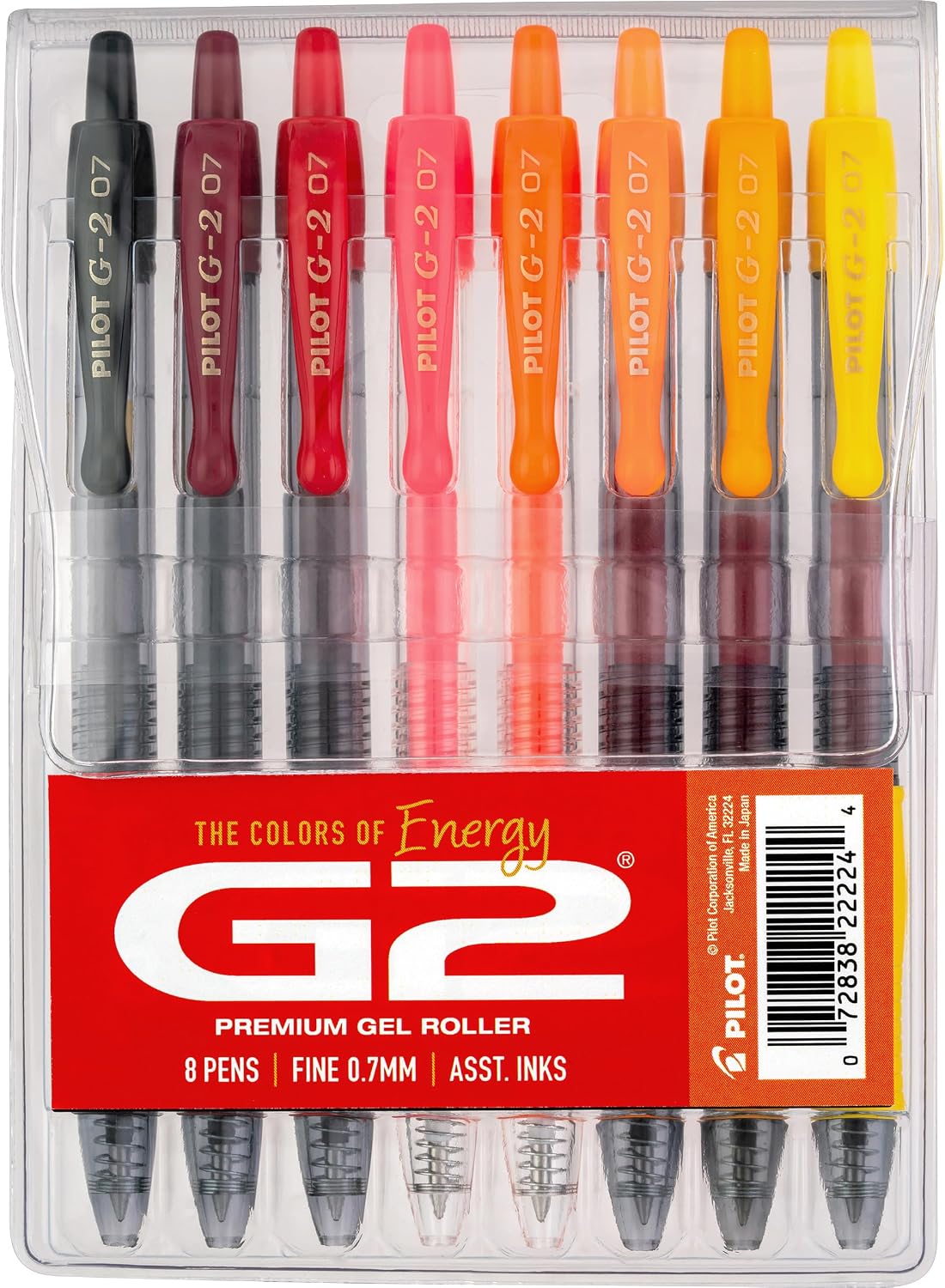 PILOT G2 Premium Gel Roller Pens, G2 Boost Red, Fine Point 0.7mm, 8-Pack Assorted Red